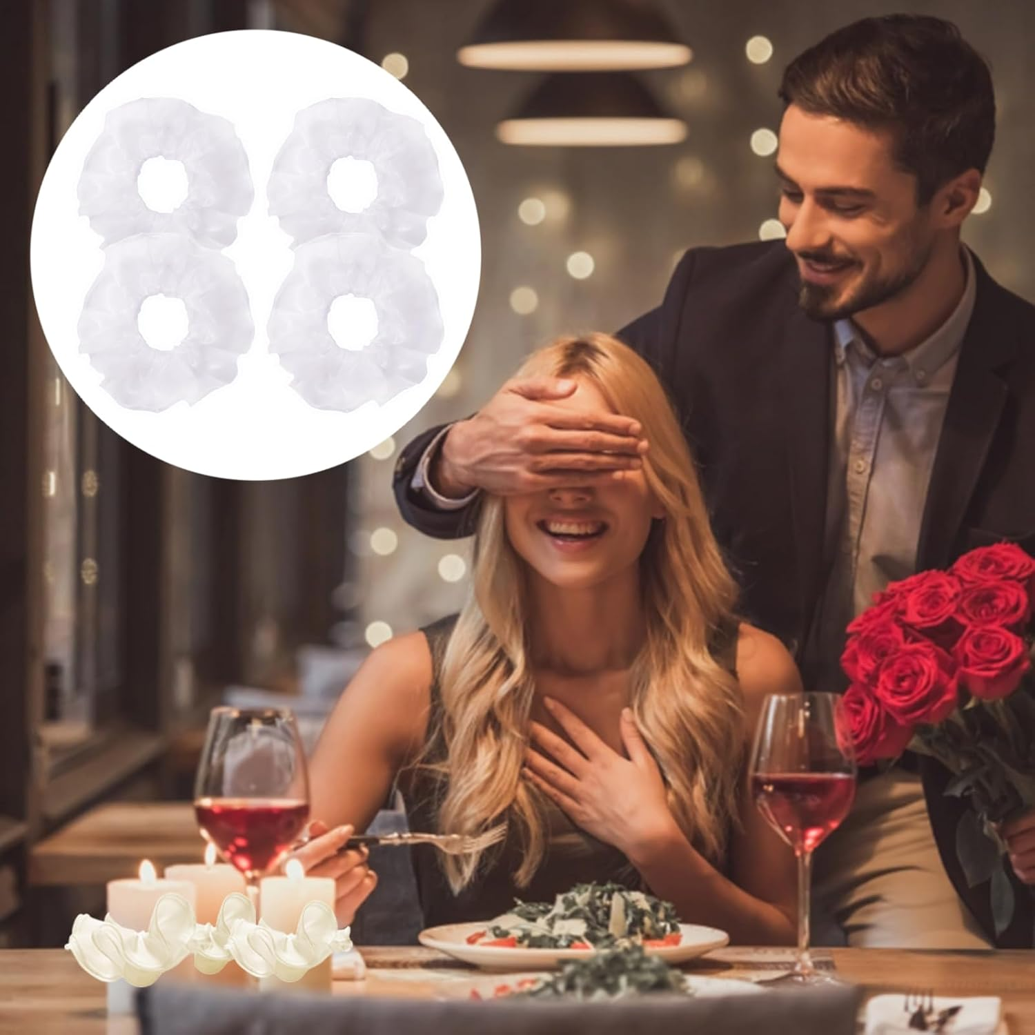 Pack of 4 Christening Candles, Drip Protection, Communion Candle, Teardrop Catcher Made of Tulle, White Tulle Communion Candles, Drop Catcher, Decoration for Communion Candle, Wedding Candle image number 6