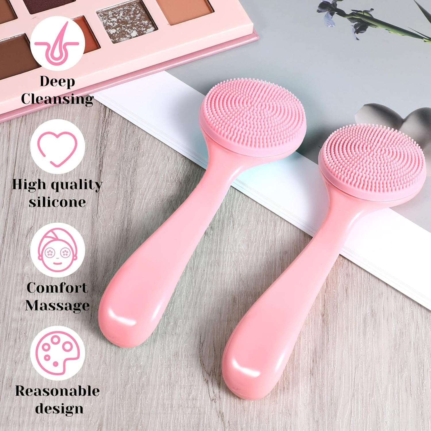 2 Pcs Silicone Manual Facial Cleansing Brush Waterproof Face Cleaning Scrubber Exfoliator Cleanser Soft Face Scrubber Exfoliating Brush for Blackheads Makeup Residues Removal image number 3