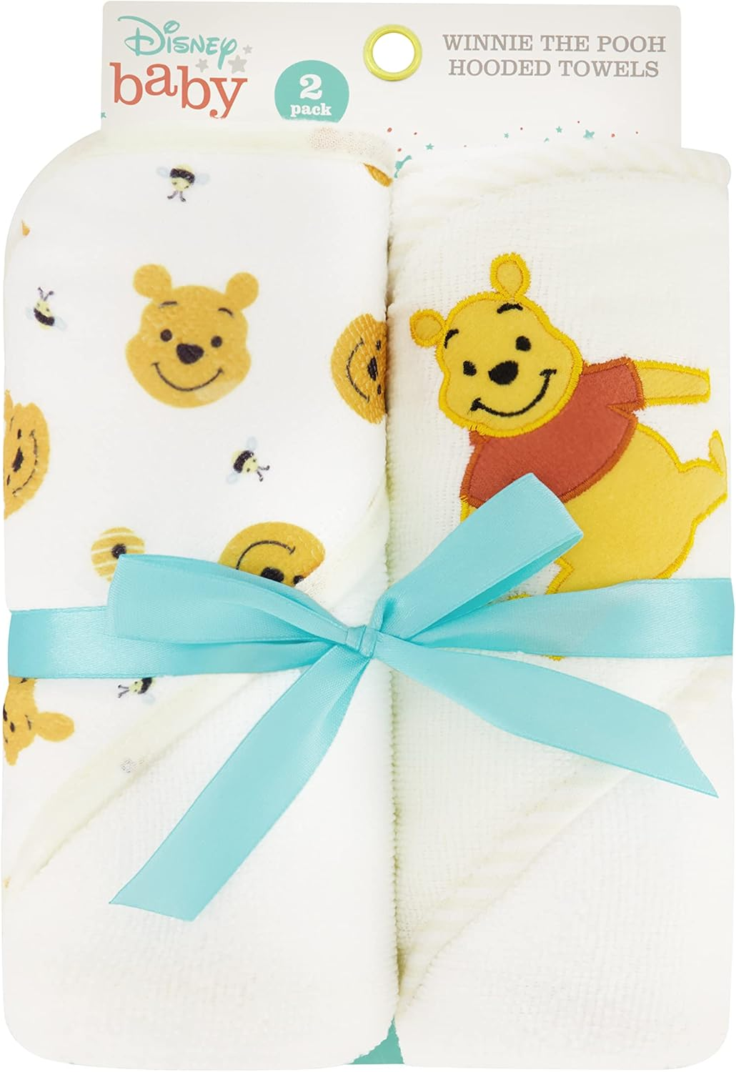 Disney Cudlie Baby Winnie the Pooh 2 Pack Rolled/Carded Hooded Towels in Sweet Life Print, 1 Count image number 3