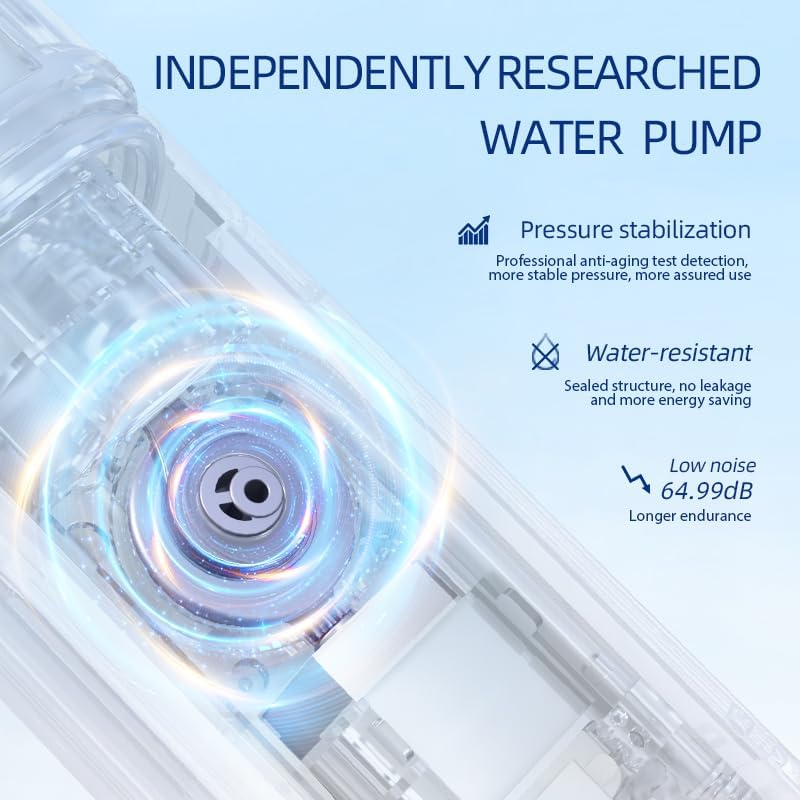 Water Dental Flosser, Cordless Oral Irrigator for Teeth, Gum, Braces Deep Cleaning, 5 Tips, 4 Modes, 300ML Rechargeable Water Dental Flosser, IPX7 Waterproof, Portable Design for Home Travel image number 4