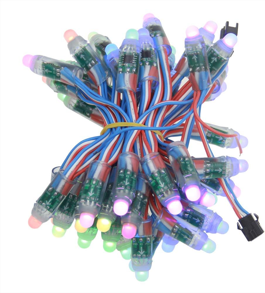 ALITOVE 500Pcs WS2811 12Mm Diffused Digital Dream Color RGB LED Pixel String Light Individually Addressable LED Pixels Module for LED Screen Wall Outdoor Advertising Board Signs IP68 Waterproof DC 5V