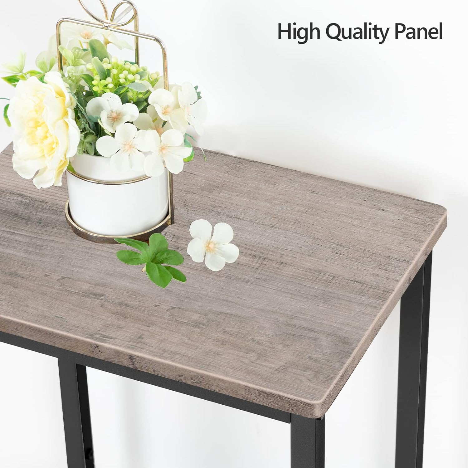 MAHANCRIS Bar Stools, Set of 2 Bar Stools, Kitchen Breakfast Bar Stools with Footstools, 65.5 Cm Dining Stool, Rectangular Industrial Bar Stools for Dining Room, Kitchen, Greige ABAHG0101Z image number 2