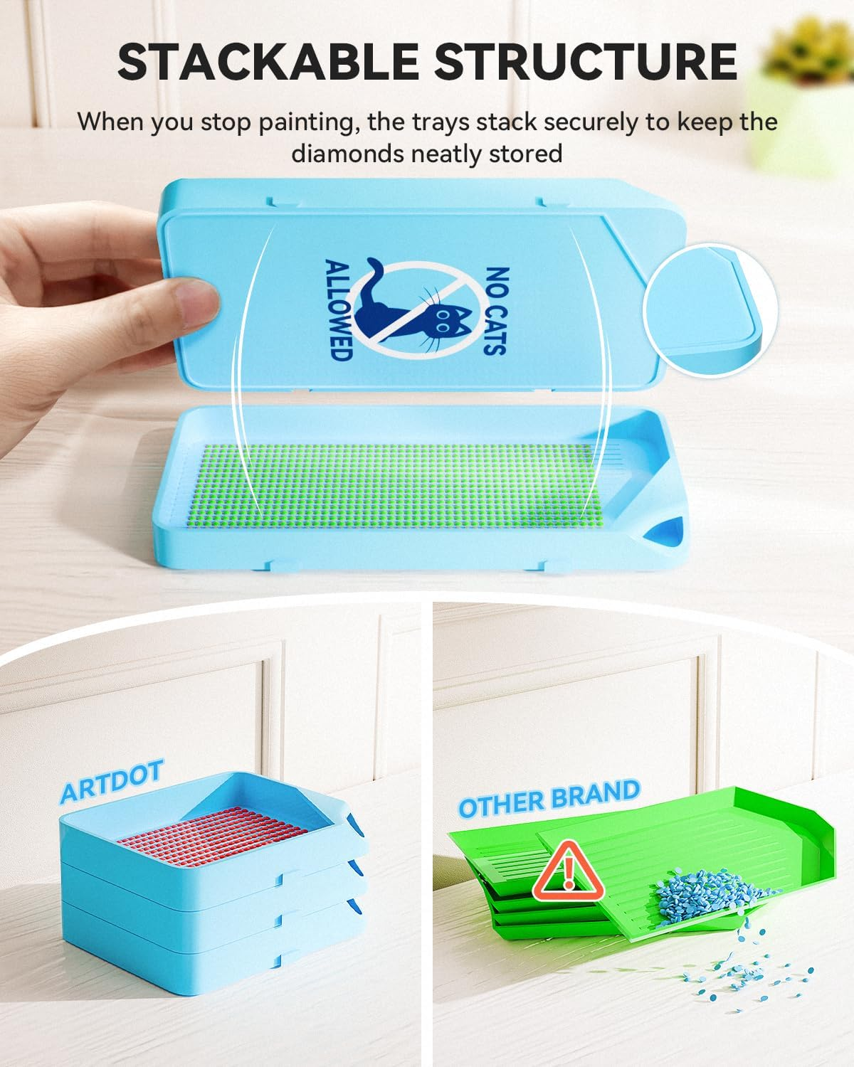 ARTDOT 30-Piece Stackable Tray Set Diamond Art Kits for Adults, Interlocking Diamond Painting Accessories and Tools(Blue) image number 4