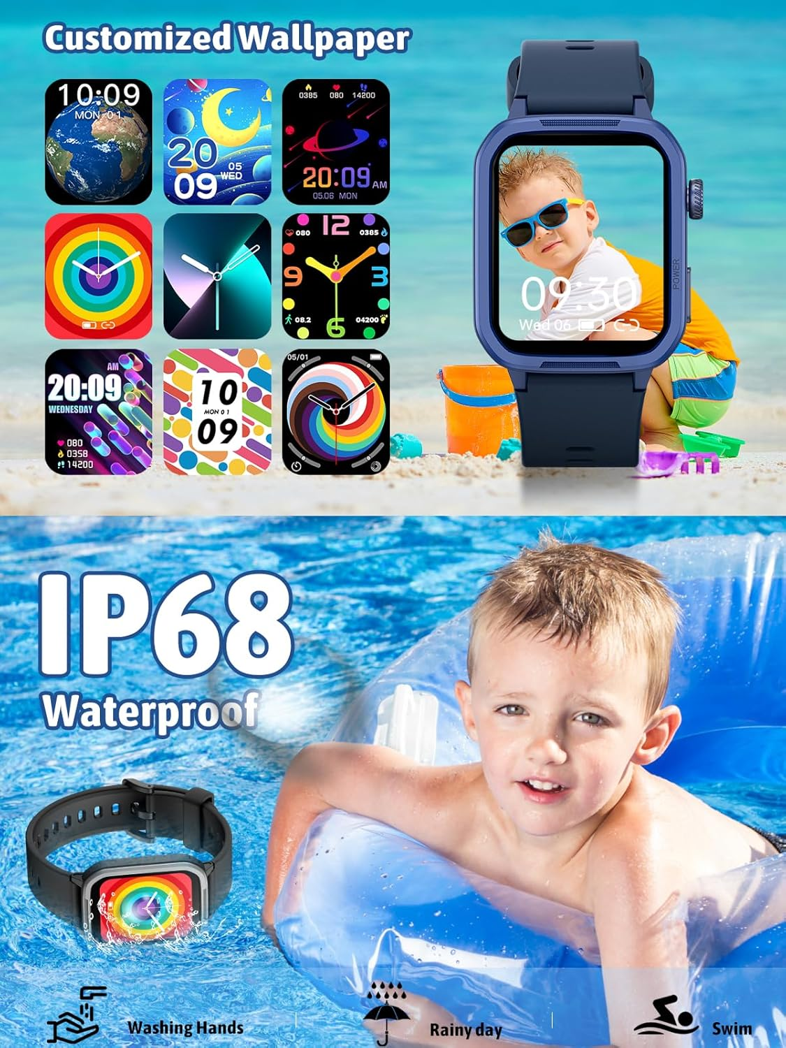 Mgaolo Kids Smart Watch,Fitness Tracker with Heart Rate Sleep Monitor for Boys Girls,Waterproof Activity Tracker Pedometer Step Counter for Android Iphone (Used without App/Phone) (Black) image number 4