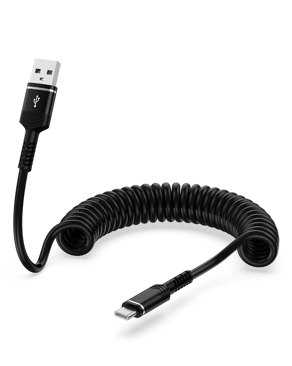 USB to USB C Cable Coiled Auto Wire, Type C Car Phone Charger Fast Charging Cord for Iphone 16E 15 Pro Max/16 Pro/16 Plus/Galaxy/Pixel, Retractable USB-C Power Line for Apple Carplay & Android Auto image number 1