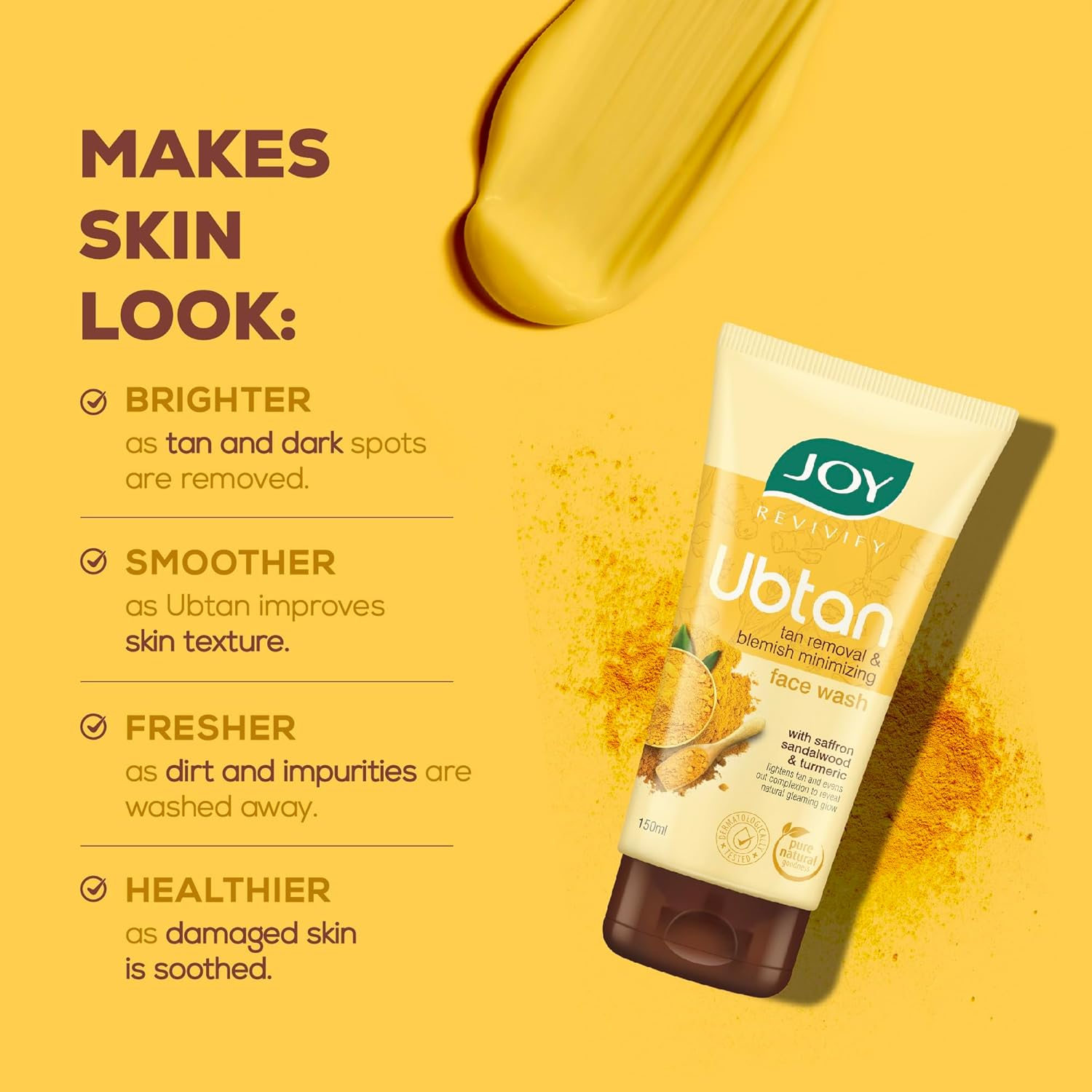 Joy Revivify Ubtan Face Wash | Tan Removal and Blemish Minimizing | 150 Ml image number 2