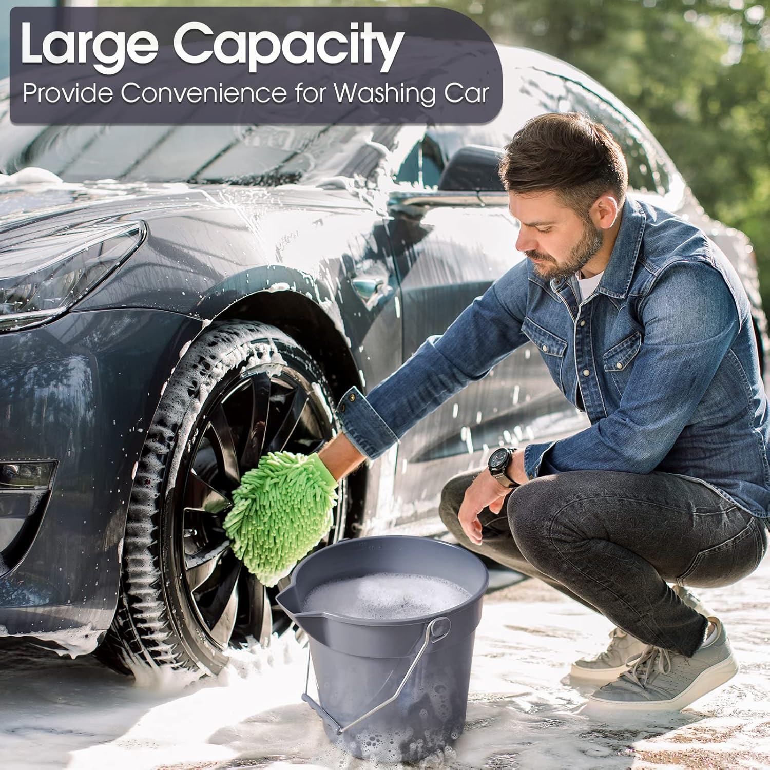 Didaey 6 Pcs 2.5 Gallon Bucket for Clean Heavy Duty Cleaning Bucket Plastic Pail Bucket with Handle and Spout round Industrial Bucket Pail for Cleaning Mopping Paint Storage Container (Grey) image number 5