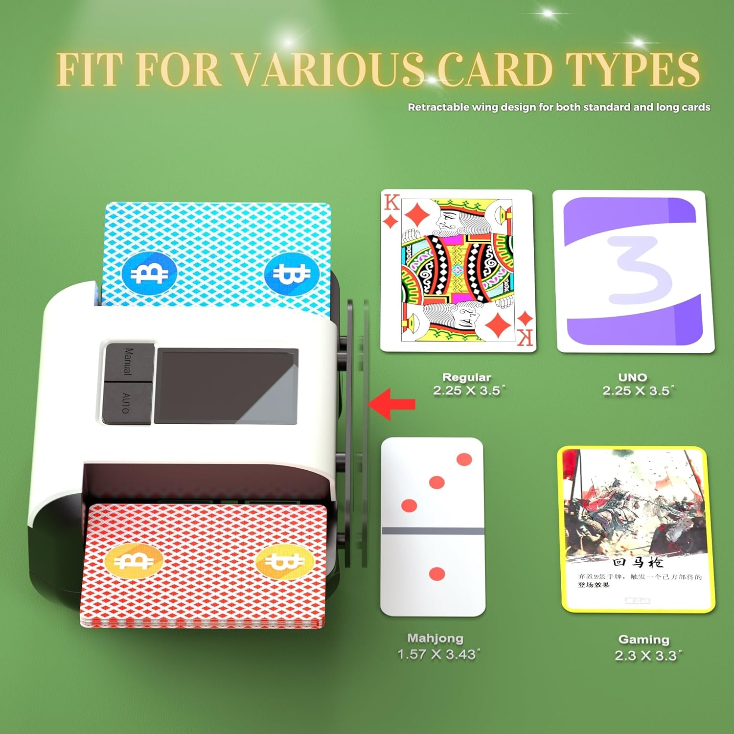 Automatic Card Shuffler, Playing Card Shuffler for 1-2 Decks - One-Press Shuffling, Fast, Reduced Jams, Quiet, Rechargeable, Portable Poker Card Shuffler for UNO, Blackjack, Skip-Bo, Bridge, Phase 10 image number 1