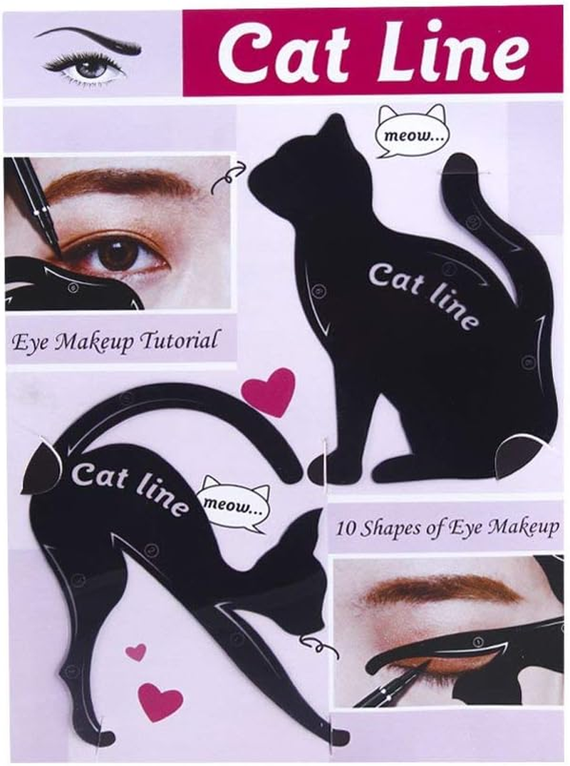 Cat Line Eyeliner Stencil, Smoky Eyeshadow Applicators Template Plate, Professional Multifunction Black Cat Shape Eye Liner & Eye Shadow Guide Template (PVC Material) (1) image number 1