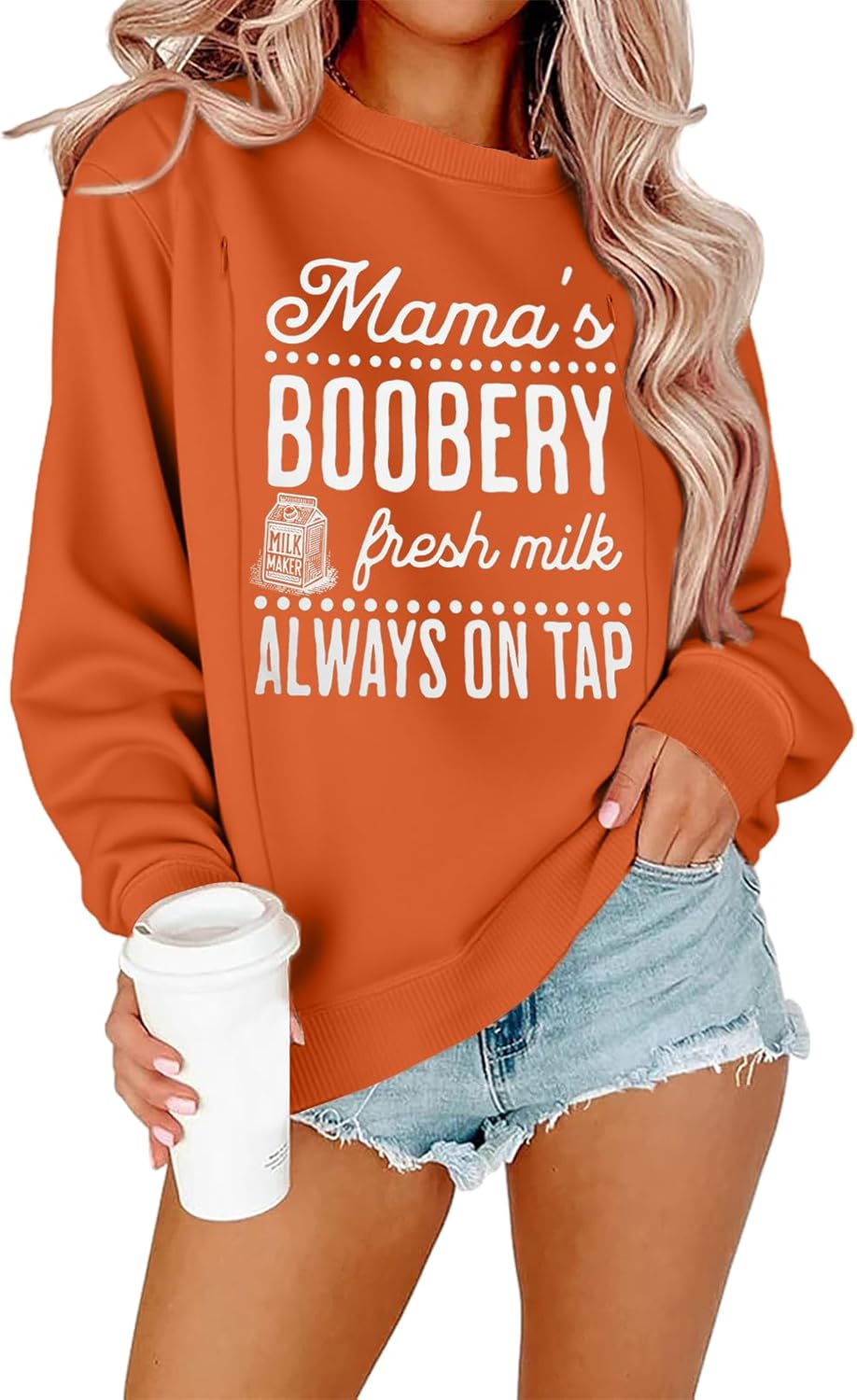Maternity Nursing Sweatshirts for Women Friendly Zip Breastfeeding Pullover Top Mama'S Boobery Print Clothes
