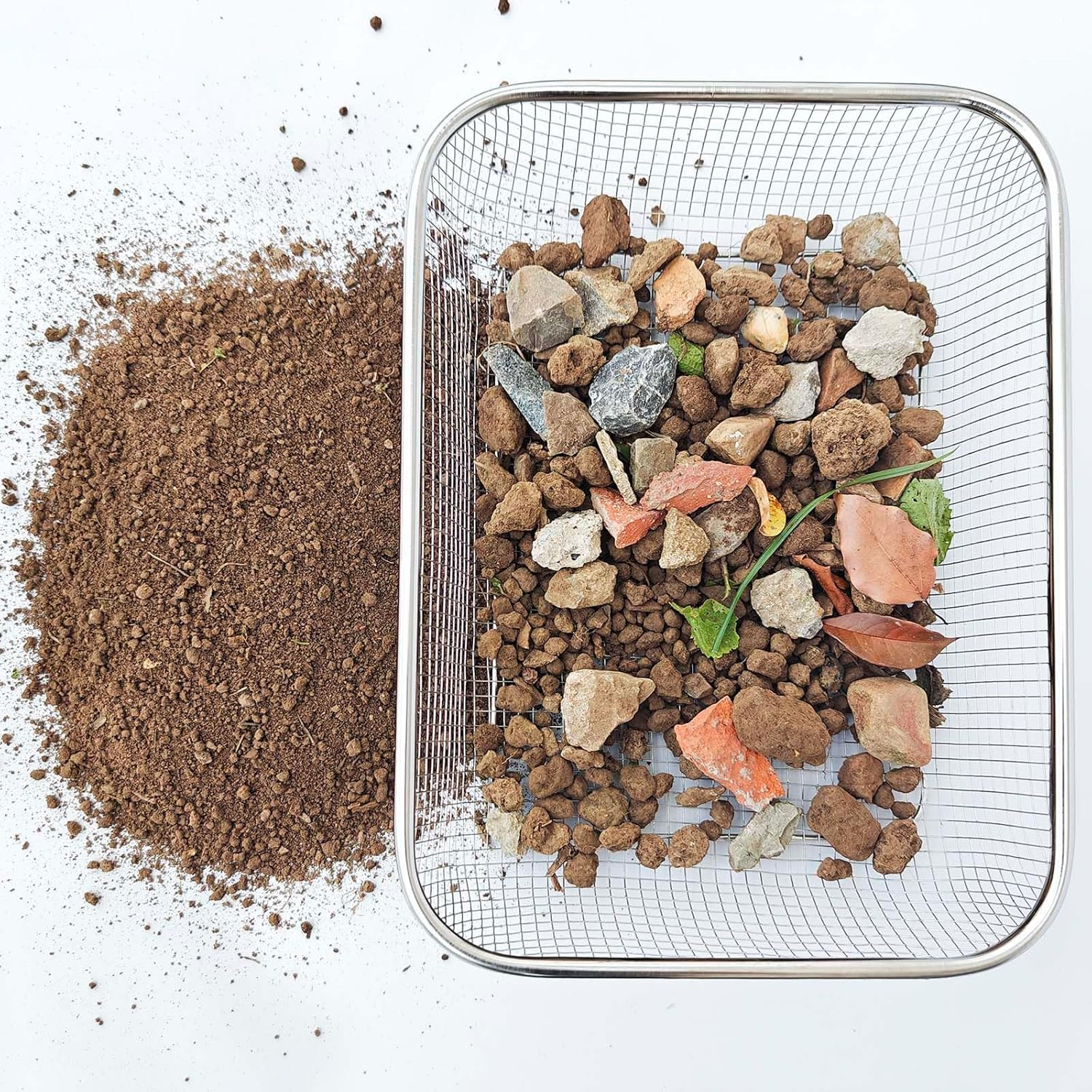 Garden Sieve Stainless Steel Earth Sieve & Garden Compost Sieve, Heavy Duty Garden Sieve for Soil and Stones, Garden Puzzles Perfect for Gardening, Ideal Sieve for Sieving and Filtering Compost, Soil image number 4