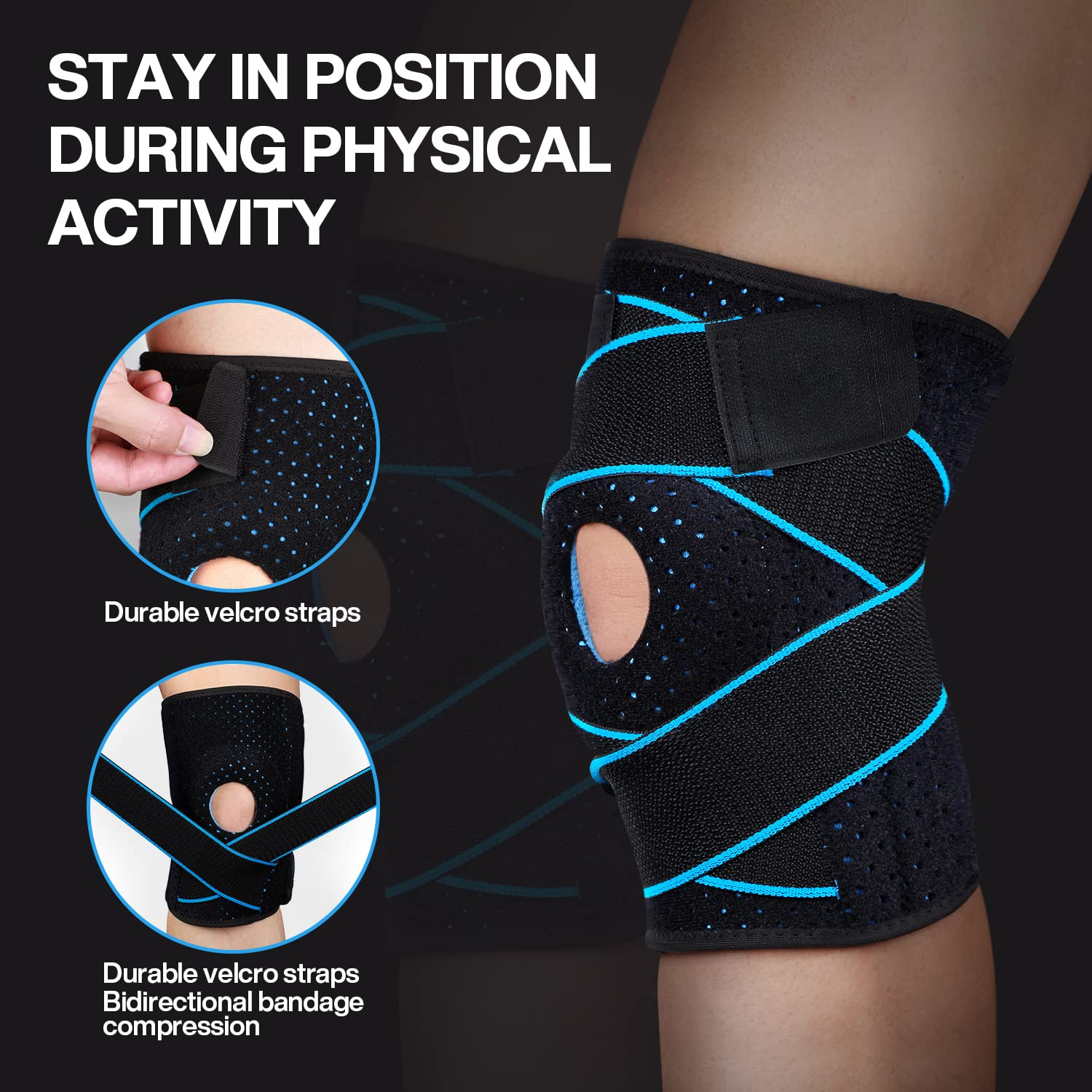 Spardar Sports Knee Pads with Stabilizers and Patella Gel Pads, Adjustable Compression Knee Sleeves for Knee Pain, Injury Recovery, Men and Women image number 4