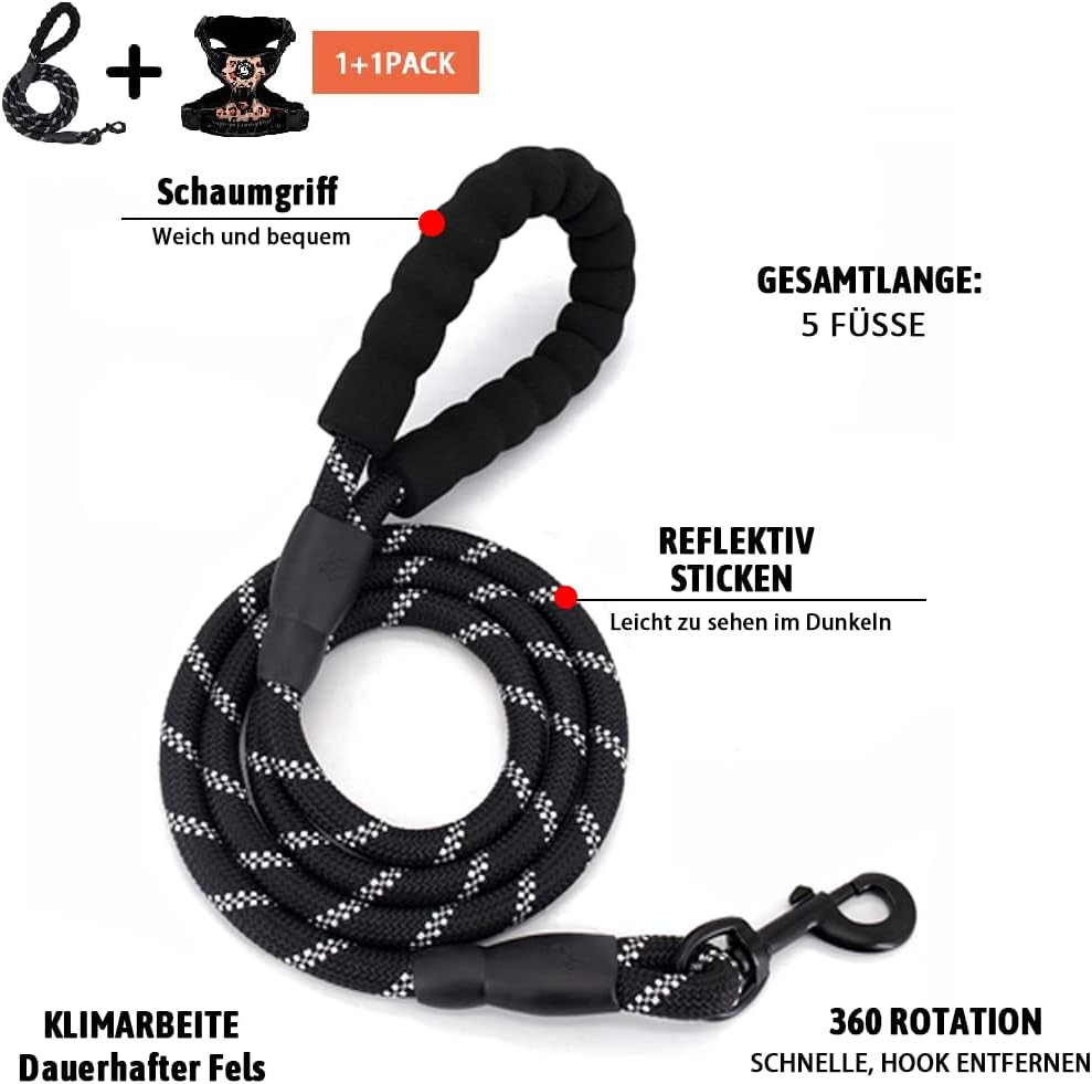 No Pull Dog Harness Front Range Reflective Pet Chest Harness with Easy to Control Padded Handle and 2 Buckles, Perfect for Daily Training (L, Pink Leopard) image number 2