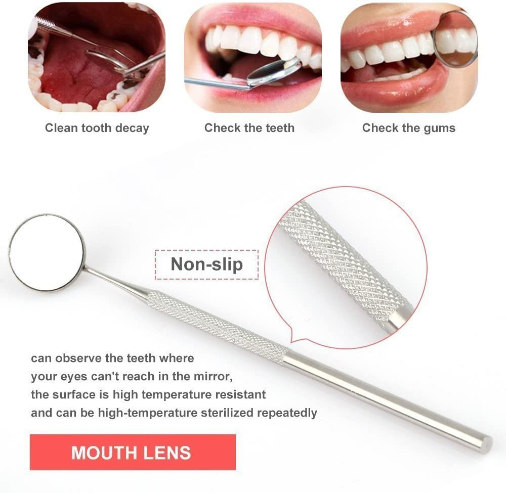 Dental Tools 8Pcs, Professional Teeth Hygiene Kit Stainless Steel Dental Pick Cleaning Set,Tongue Scraper,Tooth Scaler,Tweezers,Anti Fog Mouth Mirror for Oral Care image number 1