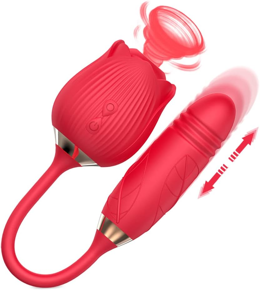 Rose Telescopic Sucking Toy for Women and Magnetic Charging Pot image number 3