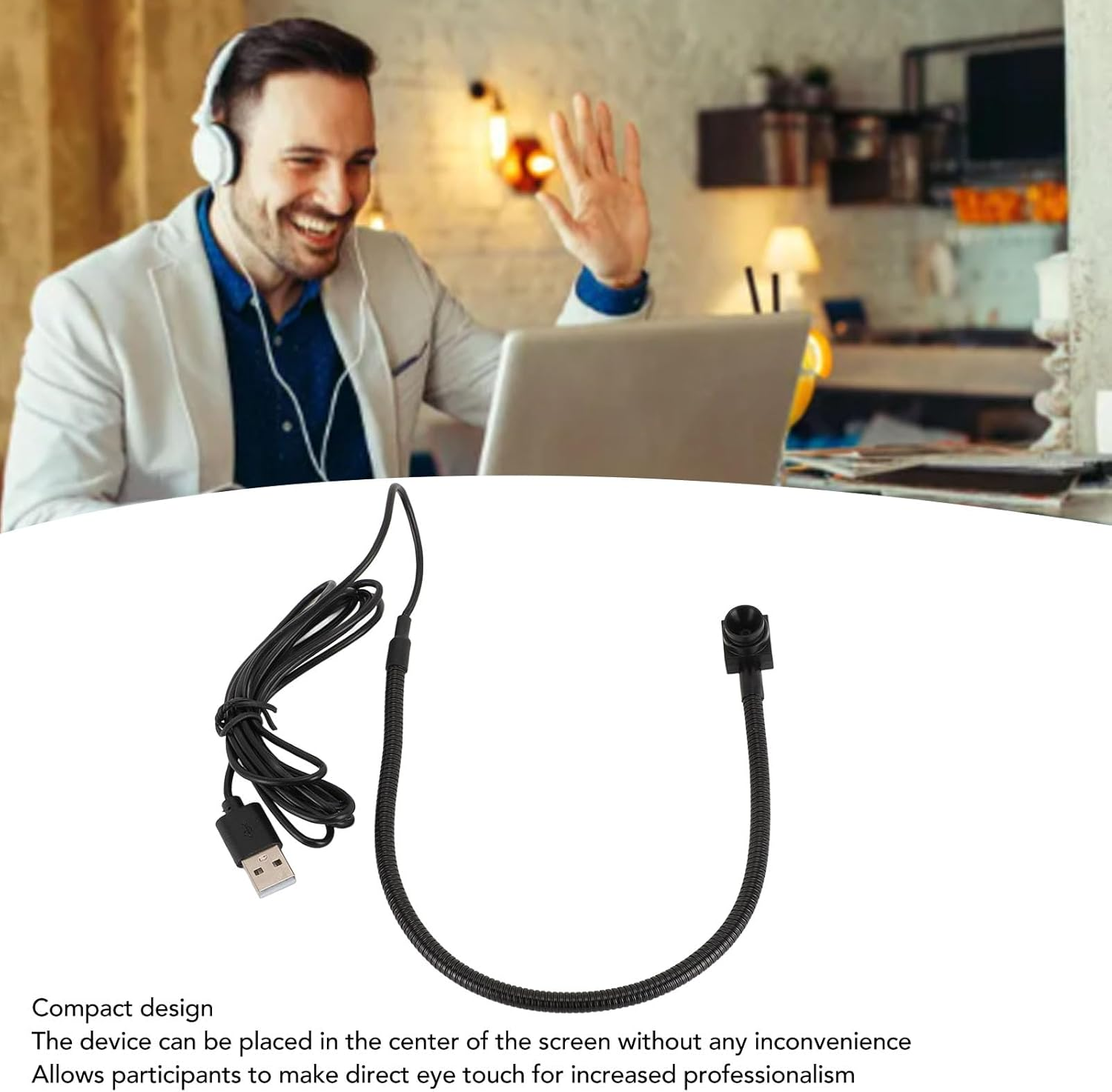 USB Center Webcam, 5MP 1080P FHD Autofocus Webcam for Streaming, Built in Microphone, Adjustable Middle Screen image number 2