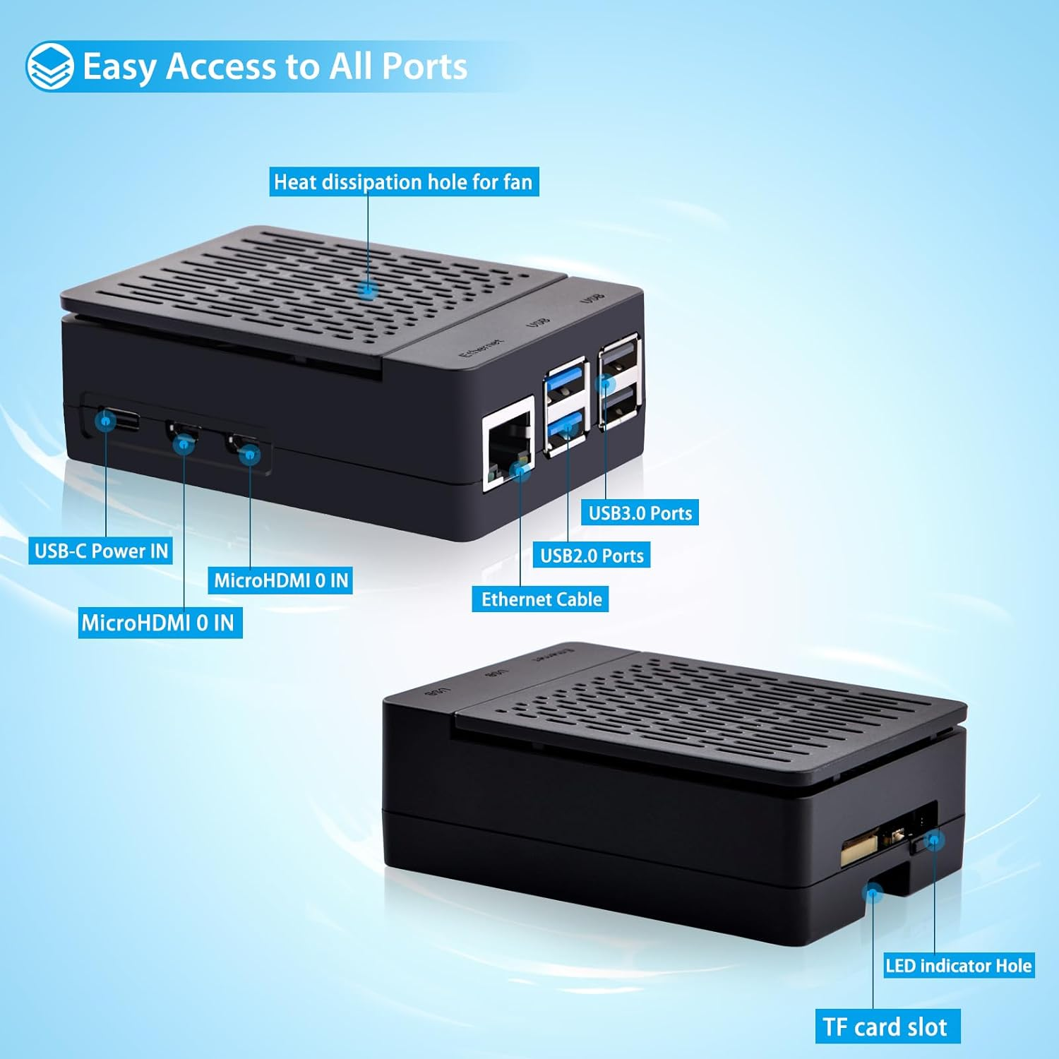 Geeekpi Starter Kit for Raspberry Pi 5 8GB, with Raspberry Pi 5 & Active Cooler, Case 64GB Card, Card Reader,Hdmi Cables and 27W USB C Power Supply image number 3