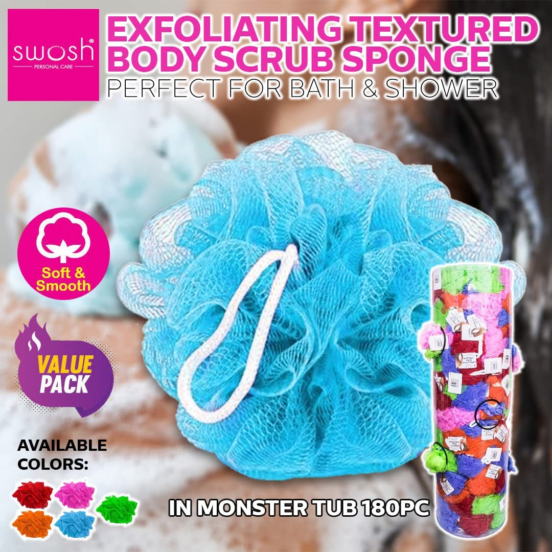 [5PCE] Swosh Bath Body Cleaning Loofah Sponge Ball, Ideal for Exfoliating and Cleansing Your Skin, Experience Refreshing Showers image number 1
