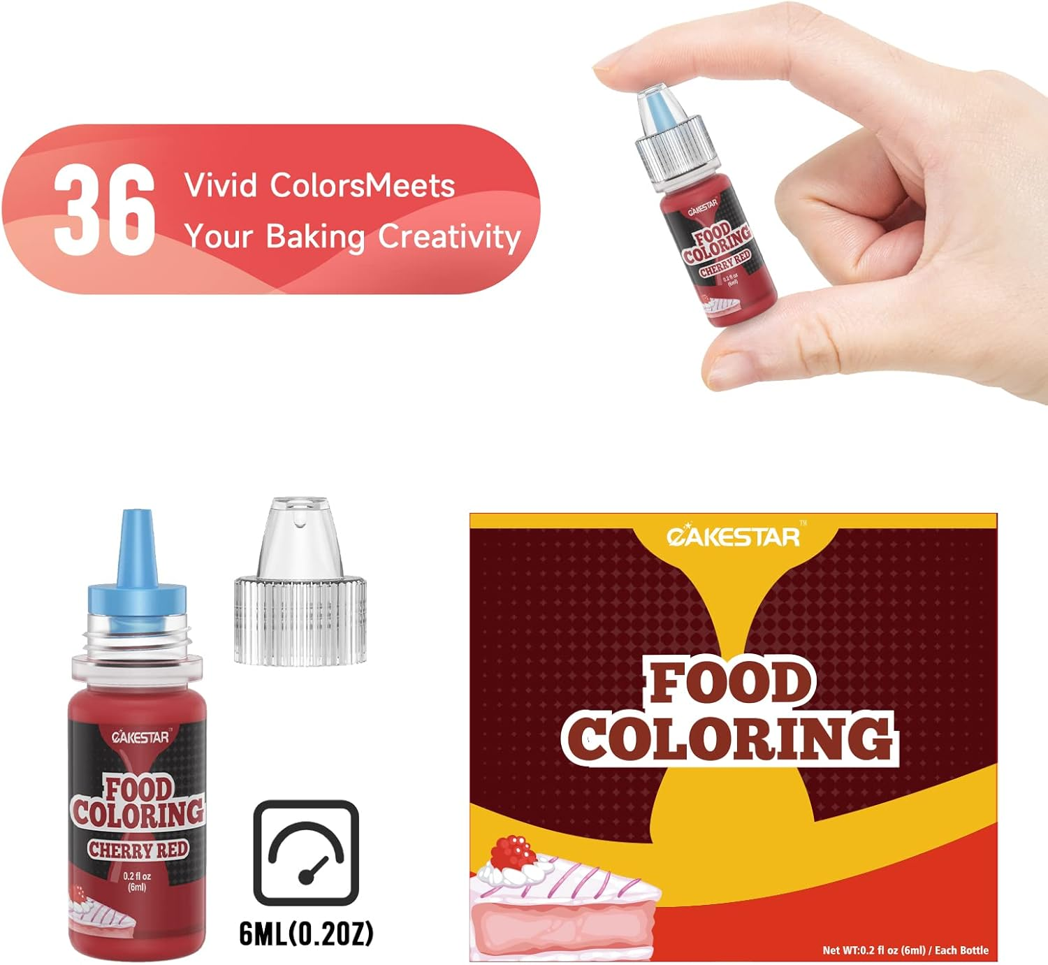 Cakestar Food Colouring Liquid, 36 Vibrant Food Colouring for Slime, Concentrated Neon Food Colouring Liquids, Food Dye for Cake, Cookies, Baking Decorating, Icing, DIY Crafts, 6Ml/Bottle image number 3