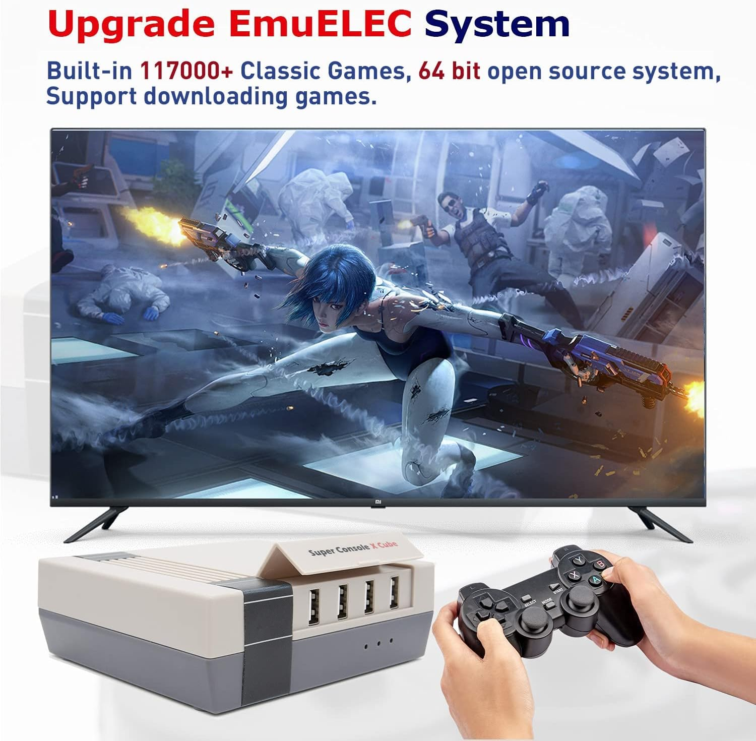 Kinhank Retro Game Console,Super Console X Cube with 50000+ Video Games, Classic Mini Gaming Systems for Tv,Plug and Play,Compatible with PS1/PSP/N64/DC/MAME Etc,Support 4K HD/AV Output(Cube 256G) image number 1