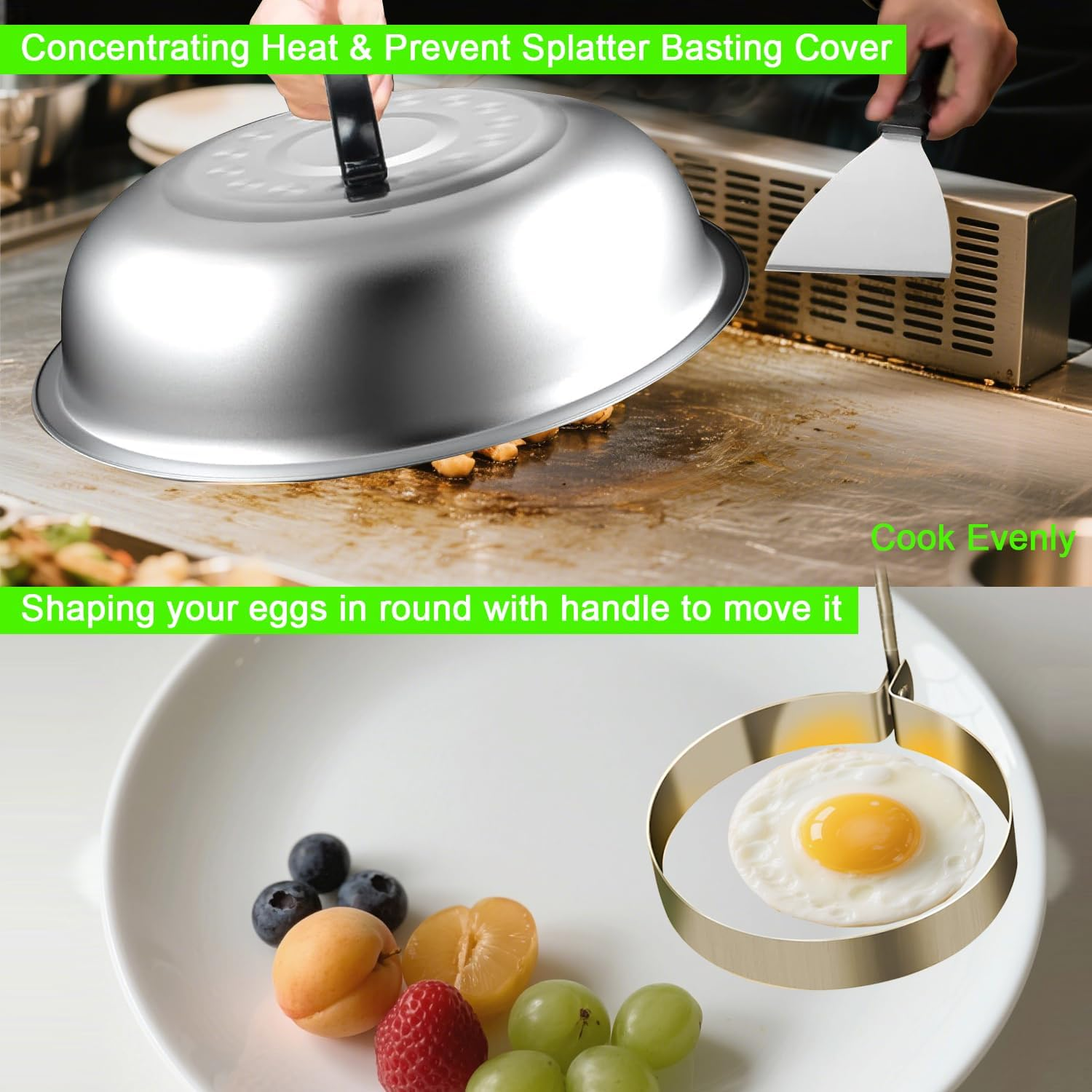 35PCS Griddle Accessories Kit, Flat Top Grill Accessories Set for Blackstone and Camp Chef, Grill Spatula Set with Enlarged Spatulas, Basting Cover, Scraper Tools for Outdoor Backyard Garden Barbecue image number 3