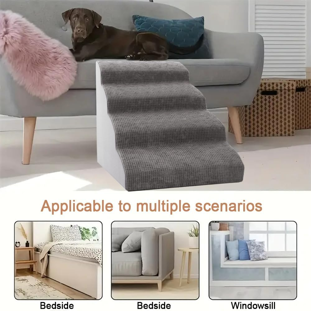 Sturdy Dog Stairs and Ramp for Beds or Couches Pet Stairs High Density Expand Foam, Pet Ramp with Washable Cover image number 3