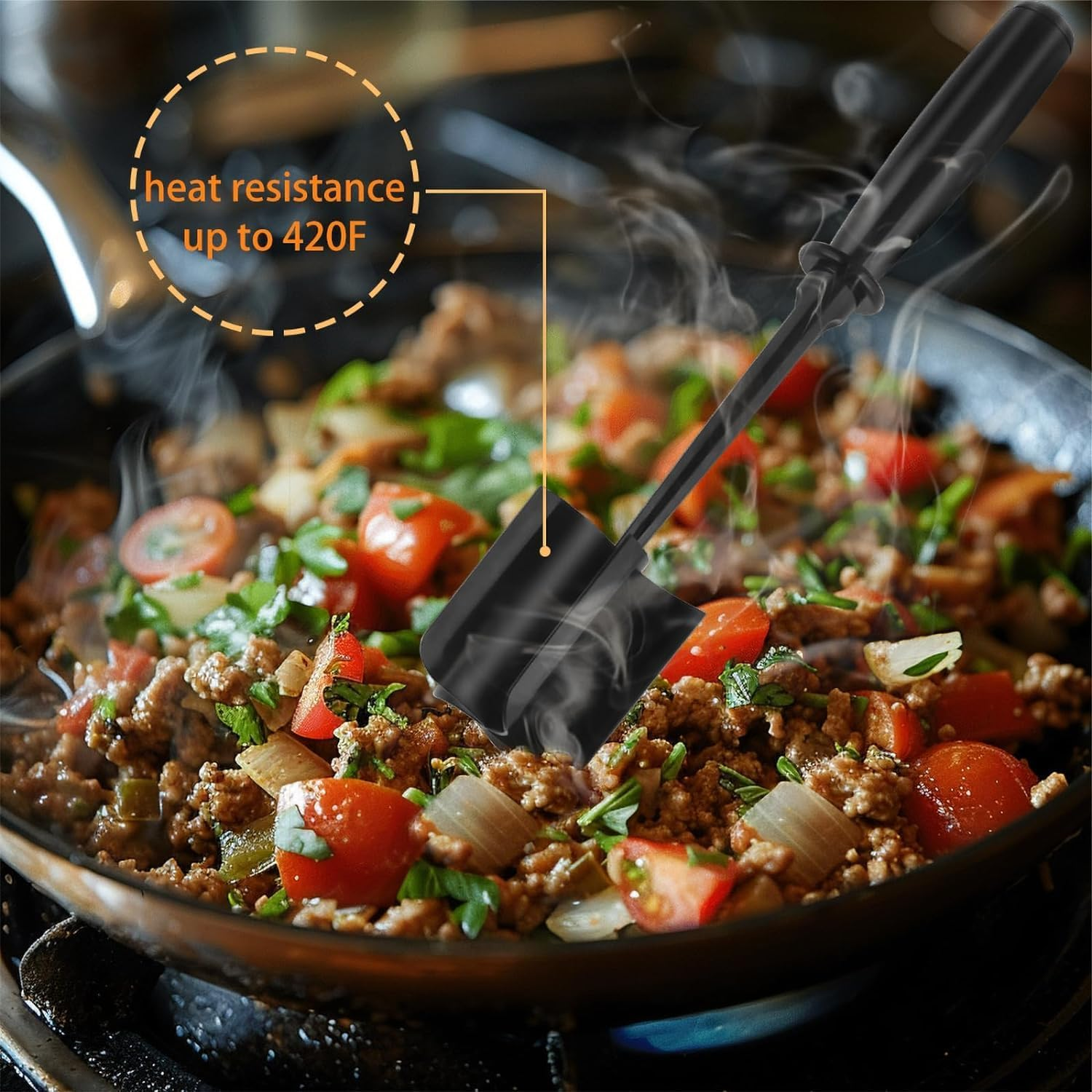 Mumoo Bear Meat Chopper, Heat Resistant Meat Masher for Hamburger Meat, Ground Beef Smasher, Nylon Hamburger Chopper Utensil, Ground Meat Chopper, Non Stick Mix Chopper Potato Masher Tool