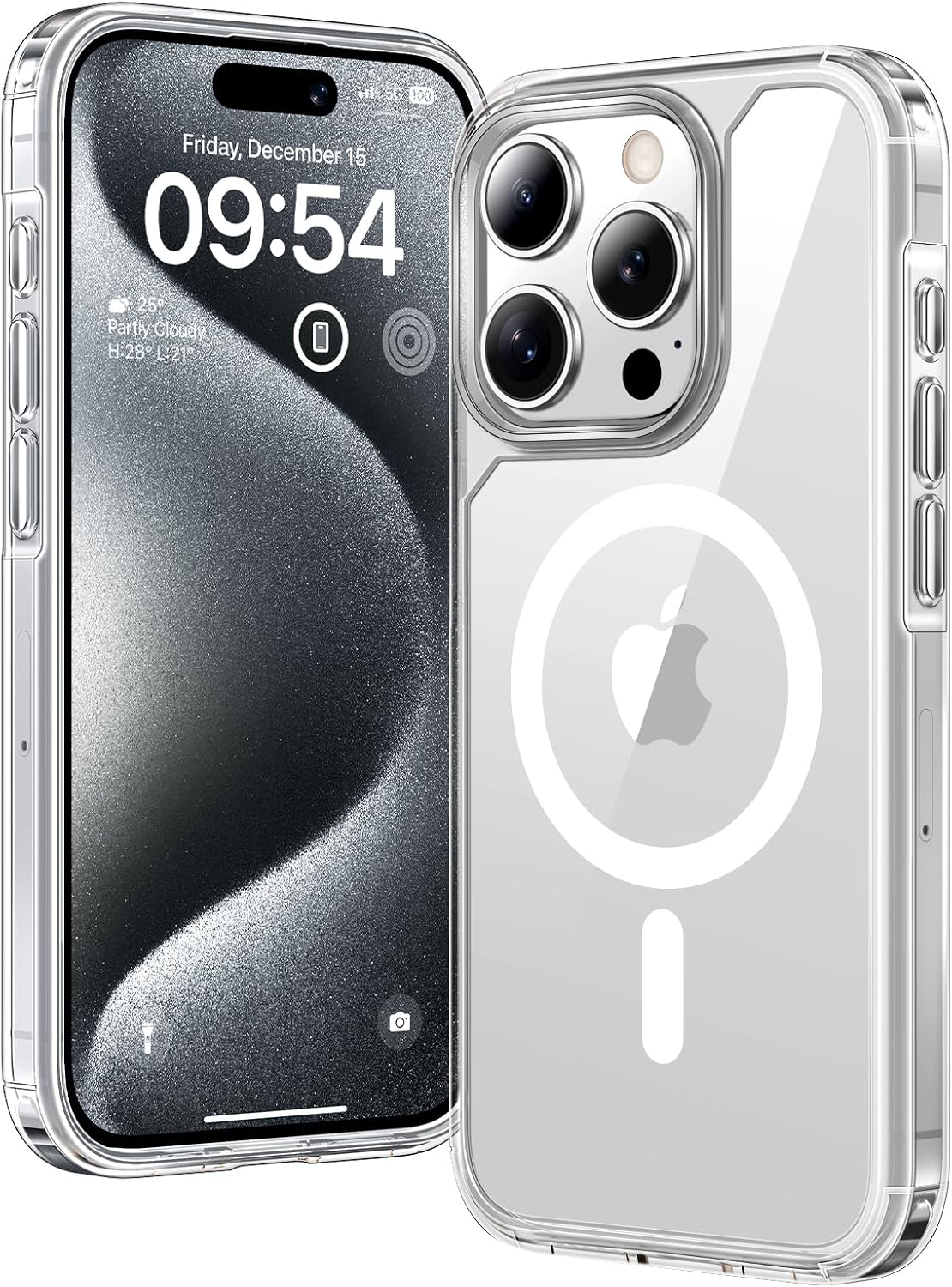 TAURI for Iphone 15 Pro Max Case 6.7", Compatible with Magsafe, Military-Grade Protection, [Anti-Yellowing] Shockproof Transparent Back Magnetic Phone Cover - Clear image number 3
