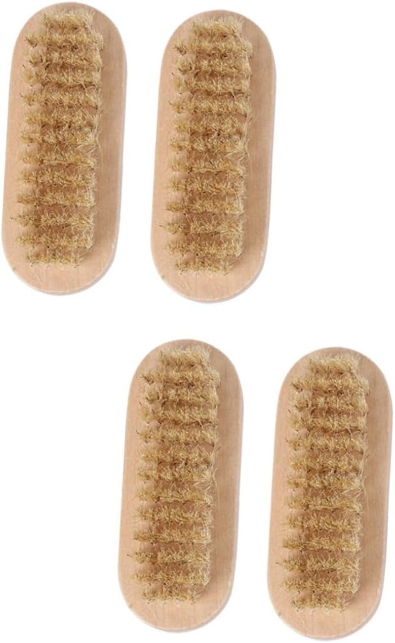 SOESFOUFU Wooden Nail Brush Set (4Pcs) Soft Bristles for Fingernail and Toe Cleaning for Home Grooming and Personal Care image number 4