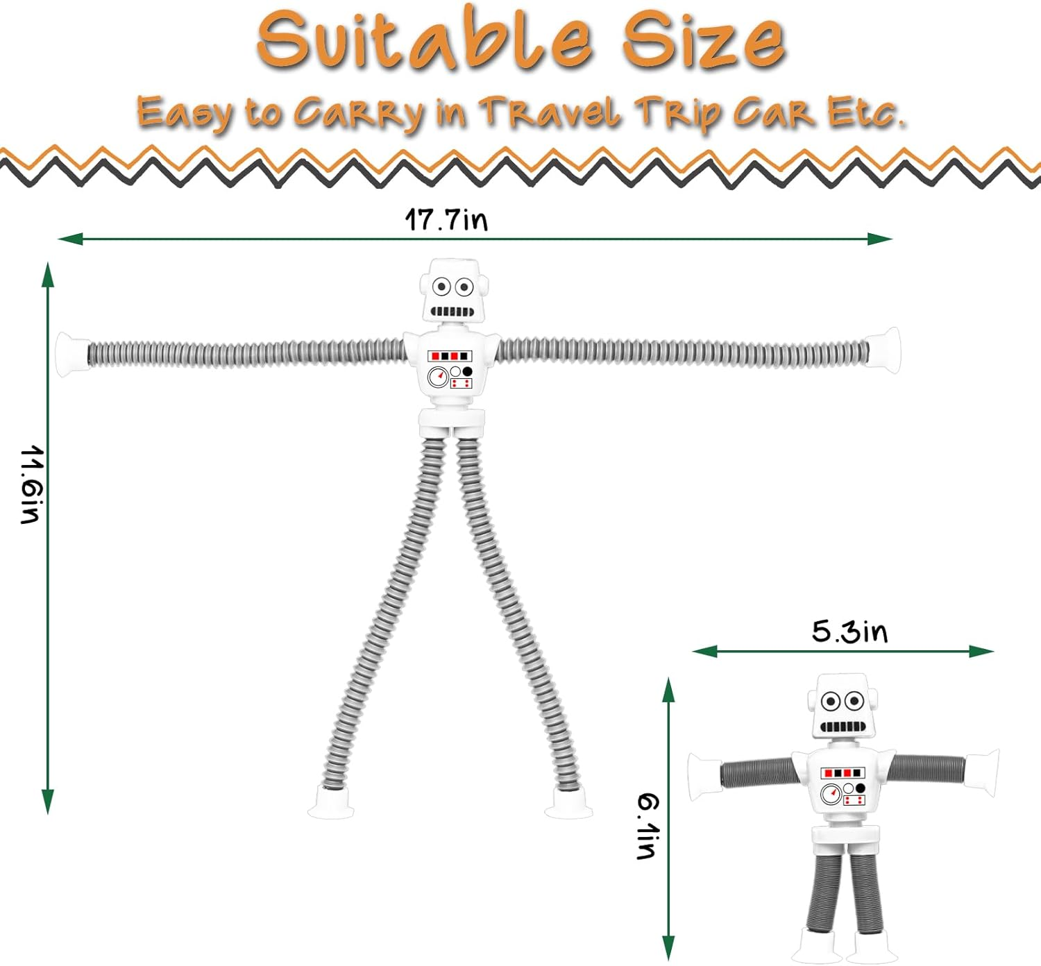 YAYOSUE 4PCS Telescopic Robot Suction Cup Toy, Shape Changing Tube Fidget Toys, Travel Toys Gift Easter Basket Stocking Stuffer for Kids image number 1