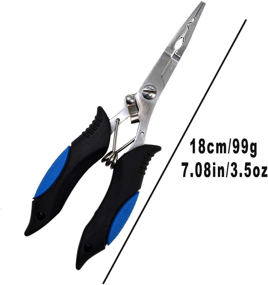 Stainless Saltwater Fishing Pliers,Hooks Remover Ring Pliers Lightweight Saltwater Pliers with Sheath and Telescopic Lanyard