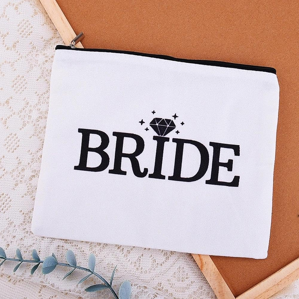 Bride Makeup Bag for Wedding Bachelorette Party Bridal Shower Gifts Bride to Be Cosmetic Purse Travel Toiletry Bag for Women Brides Bridesmaid Wedding Engagement Gift image number 5