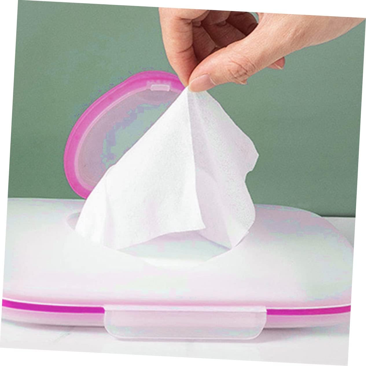 Portable Baby Wet Tissue Cases 2Pcs Set Sealing Lid, Lightweight Reusable Tissue Box for Outdoor Travel, Infant Wet Wipe Holder in White and Pink or White and Blue image number 1