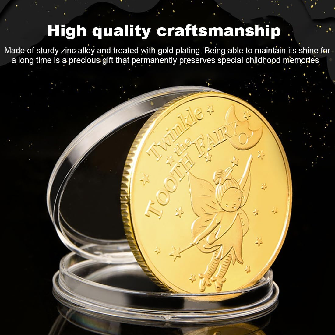 Pack of 4 Tooth Fairy Coins, Tooth Fairy Gold Coins with Positive Messages, Tooth Fairy Girls and Boys, Lost Tooth Souvenir image number 3