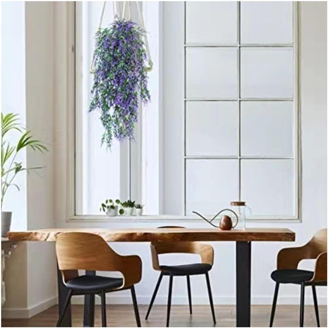 JLHOUSE AUA7002-1 2Pcs Hanging Plants Artificial Lavender UV Resistant Plants Fake Hanging Vines Hanging Flower Plastic Greenery Plants Home Garden Wedding Party Indoor Outdoors Decorations-Purple image number 1