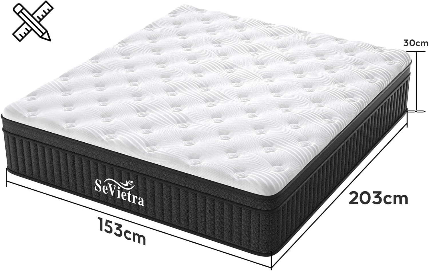 Queen Hybrid Mattress 30Cm Euro Top Medium Firm for Back & Lumbar Support, 100 Night Trial, Individual Pocket Spring Mattresses for Motion Isolation & Pressure Relief with Ergonomic Design image number 6