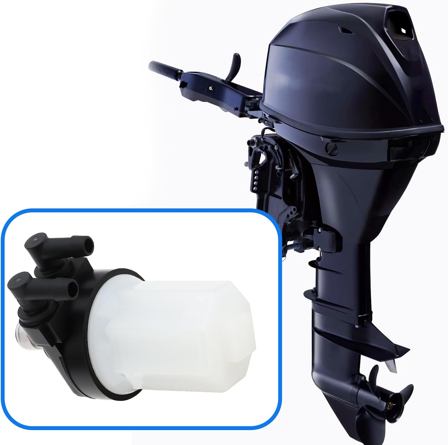 Emagtech 1Set Fuel Filter with Nut 35-8M0088825 Compatible with Mercury Mariner Tohatsu 25HP 30HP EFI Outboard Motors