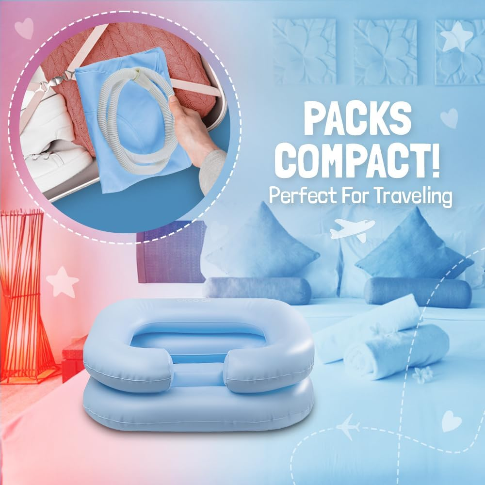 Circa Air Portable Hair Washing Station for Kids - Inflatable Hair Washing Basin for Children, Toddler with Built-In Pillow & Neck Support, Hair Wash Basin Sink for Hair Wash in Bed, on Floor, Bathtub image number 6