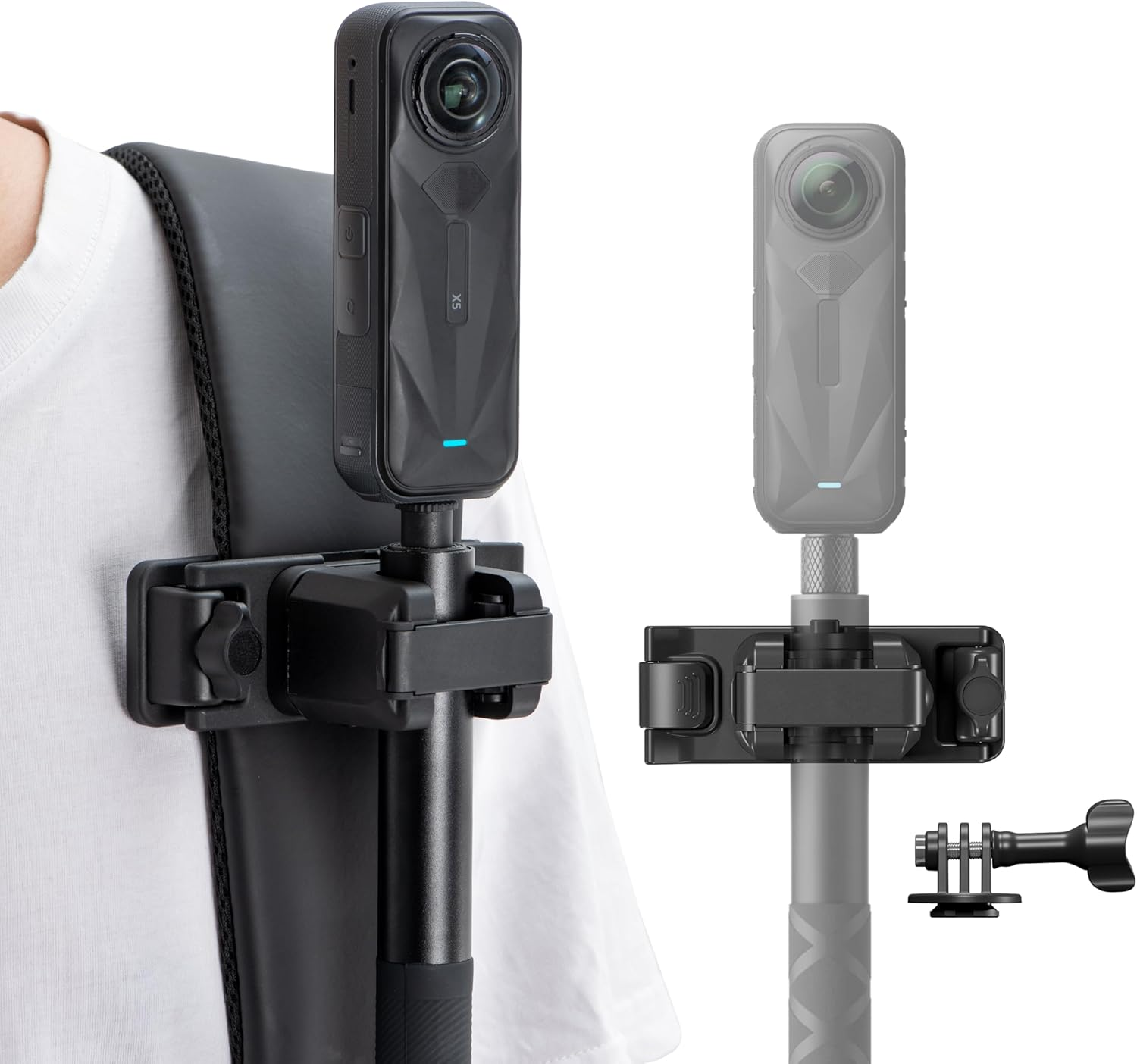 STARTRC VCR Selfie Stick Holster Backpack Strap Clip Mount for Insta 360 X5 X4 Go Ultra ACE Pro 2 Ajustable Quick Release for Pro Hero 13 12 Max 2 for DJI Osmo Nano Action 5 Camera Accessories image number 2