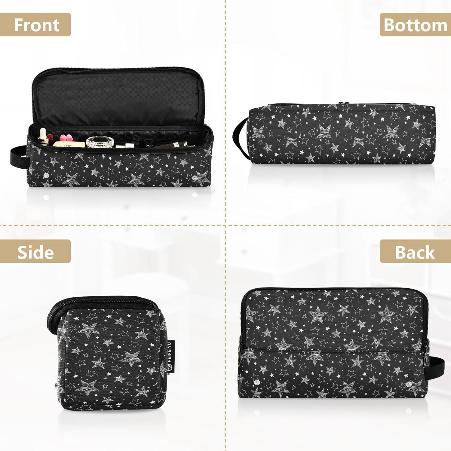 Hair Tools Travel Bag with Heat Resistant Mat Detachable 2-In-1 Curling Iron Travel Case Hot Tools Organizer for Straightener Flat Iron Black Stars