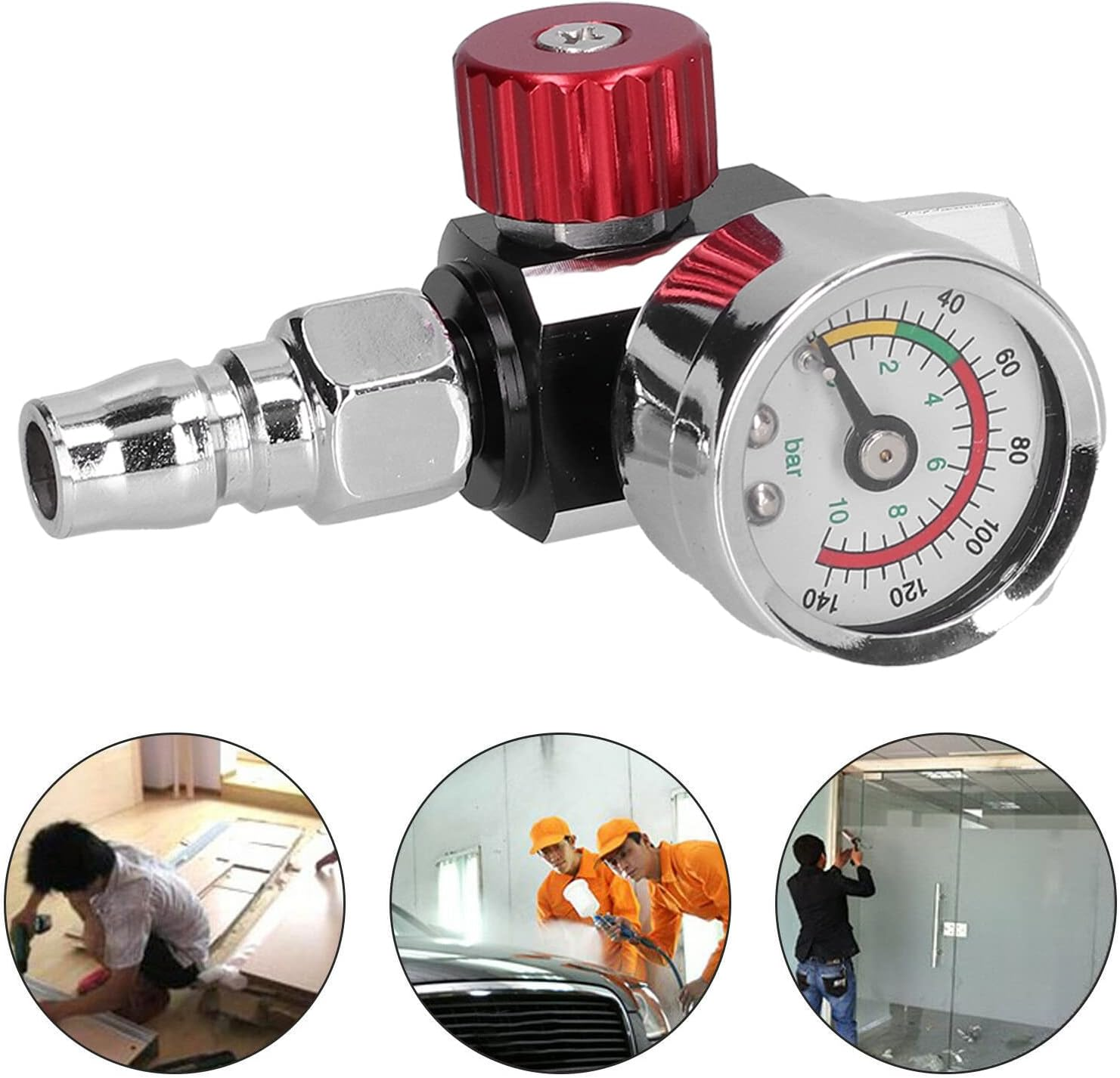 G1/4In Thread Spray Paint Gun Air Pressure Regulator Adjusting Valve for Professional Paint Lovers or New Starter 0 to 140Psi/0 to 10Bar image number 4