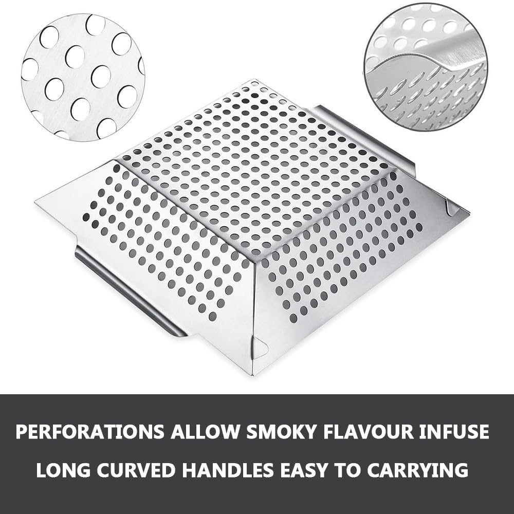 3 Pack Grill Baskets for Outdoor Grill, Grilling Basket for Veggies, Heavy Duty Stainless Steel Vegetable Grill Basket, Grilling Accessories for All Grills & Smokers - Grilling Gifts for Men image number 4