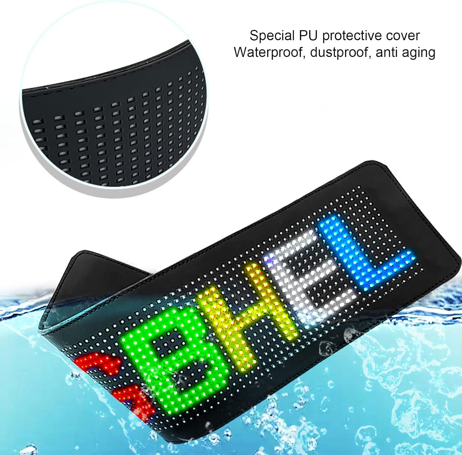 15.4X4.2In LED Panel, USB Customizable Flexible Car Screen with APP Control, Programmable Sign for Store Car Party Christmas Display image number 3