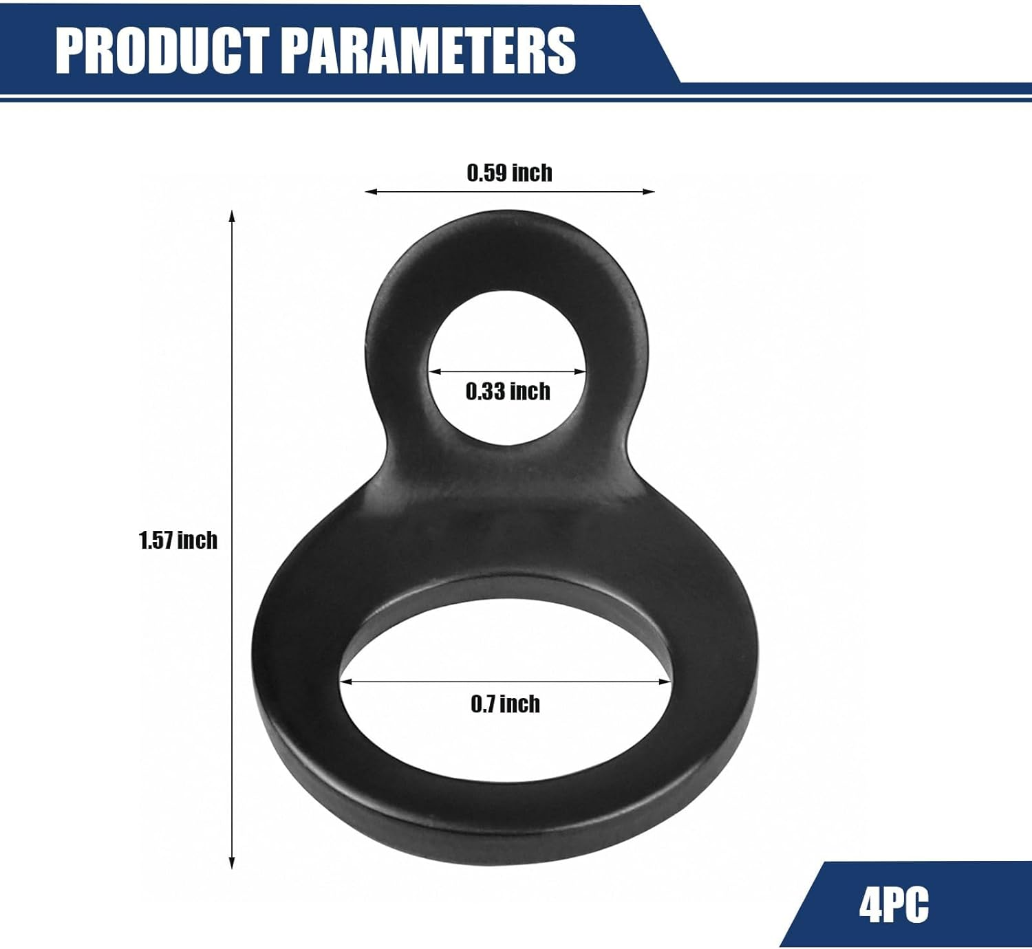 4 PCS Multi-Purpose Car Tie down Anchor Hook, 0.7In X 1.5In Sturdy Stainless Steel O Tie down Strap Rings, Universal Hook Replacement for Motorcycle Dirtbike ATV Trailer Truck (Black) image number 3