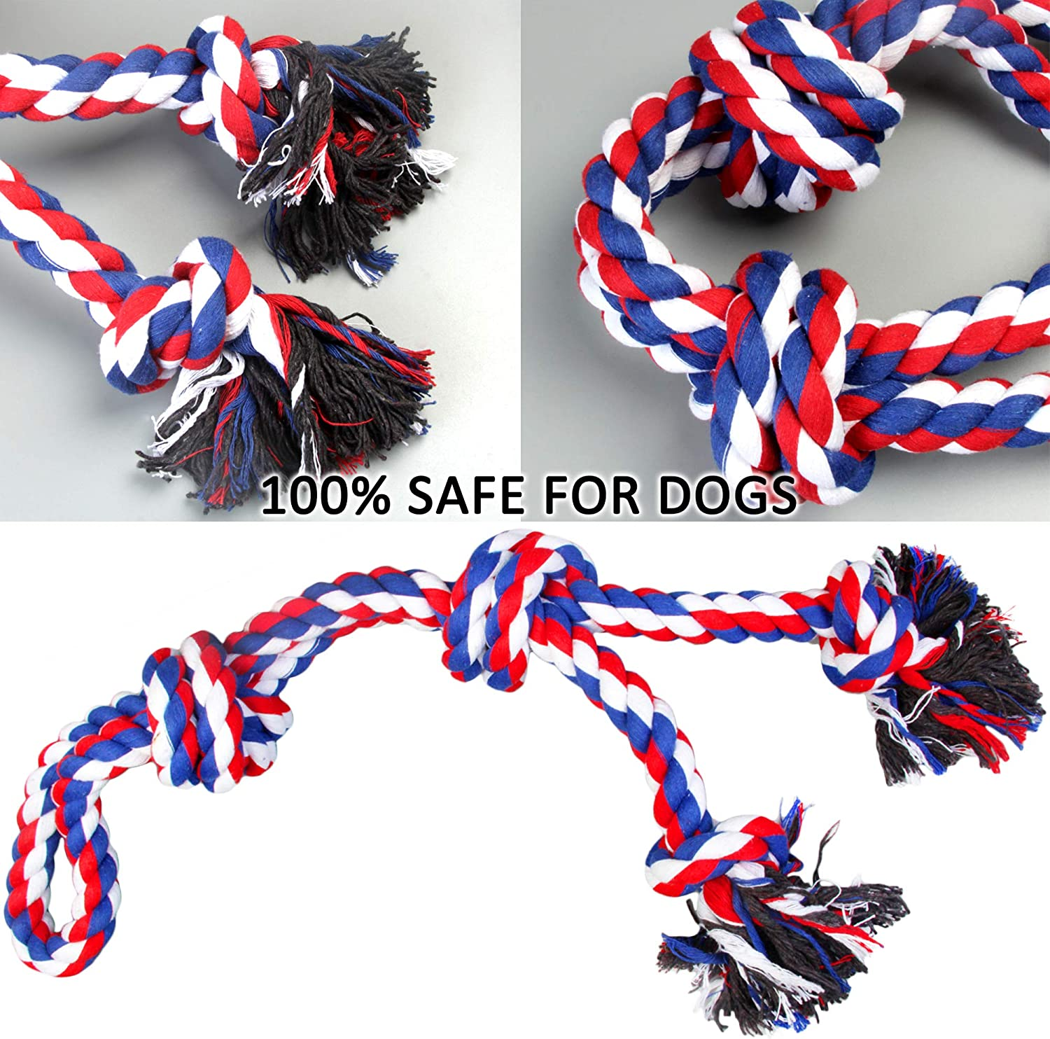Youngever 105Cm Dog Rope Toys for Aggressive Chewers, Tough Rope Chew Toys for XL, Large and Medium Dog, Indestructible Rope for Large Breed Dog Tug War Teeth Cleaning (4 Knots Double Rope) image number 2