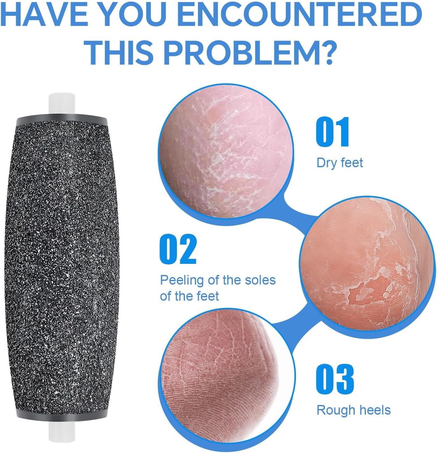 8 Pack Replacement Rollers Heads Refills Compatible with Scholl Velvet Smooth Replacement Roller Refill Hard Skin Remover Electronic Foot File Electric Pedicure Tools for Feet Black image number 1