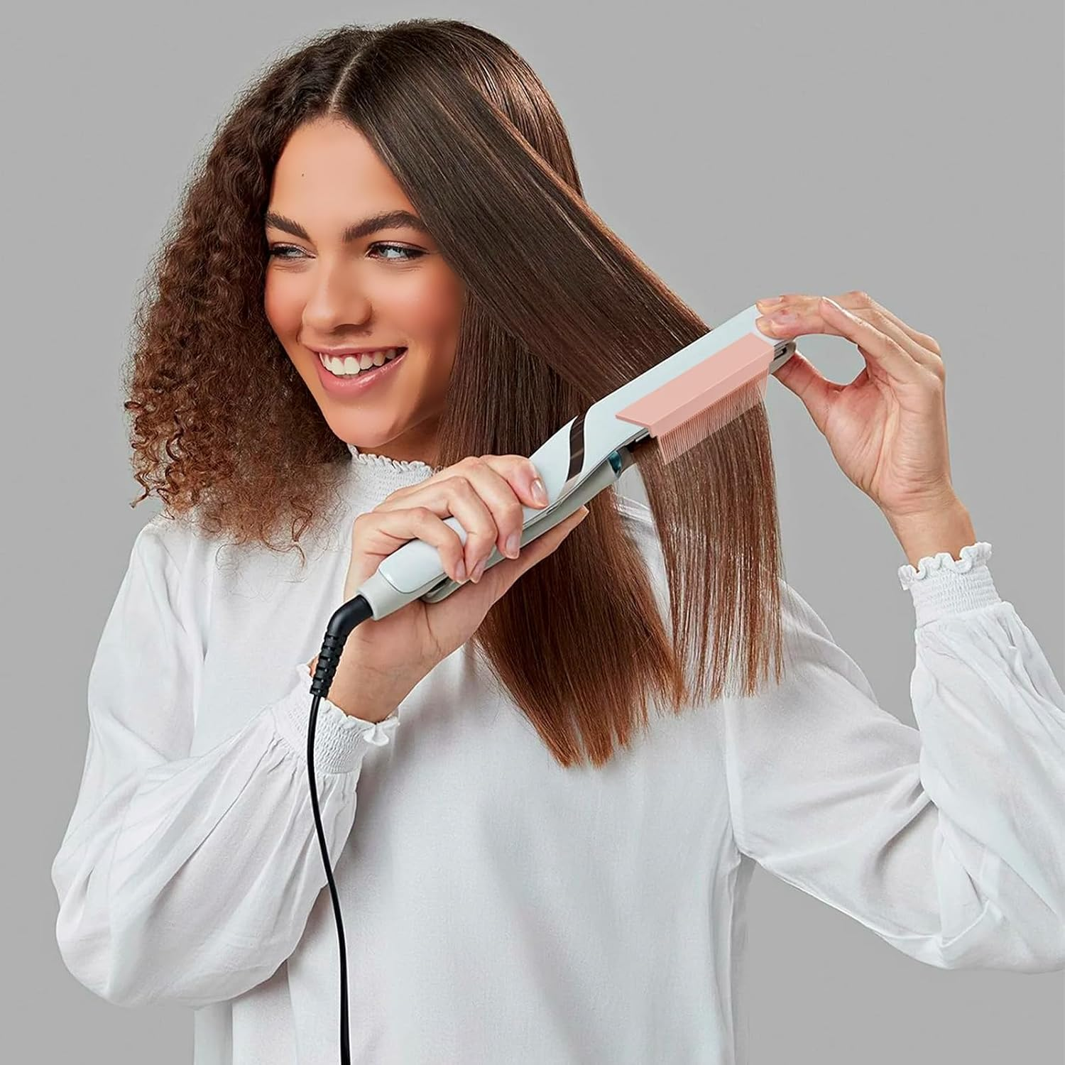 6Pcs Straightener Comb, Hair Straightening Comb Attachment for Flat Iron with 3 Color, for Black Hair Silk Press Home Travel Use (Purple, Pink, Black) image number 4