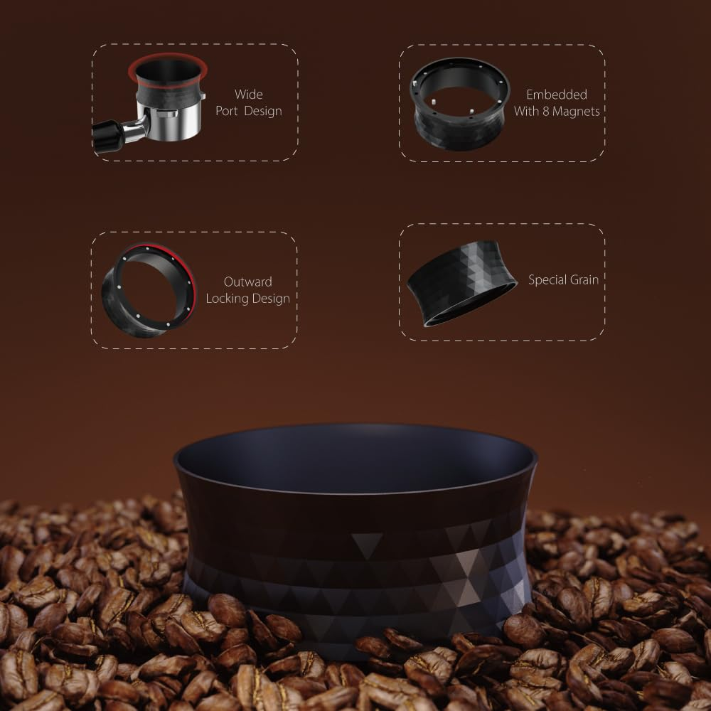 KYONANO 58Mm Magnetic Dosing Funnel, Espresso Coffee Dosing Ring, Compatible with All 58Mm Portafilter, Espresso Accessories for Barista, Home, Cafe image number 6