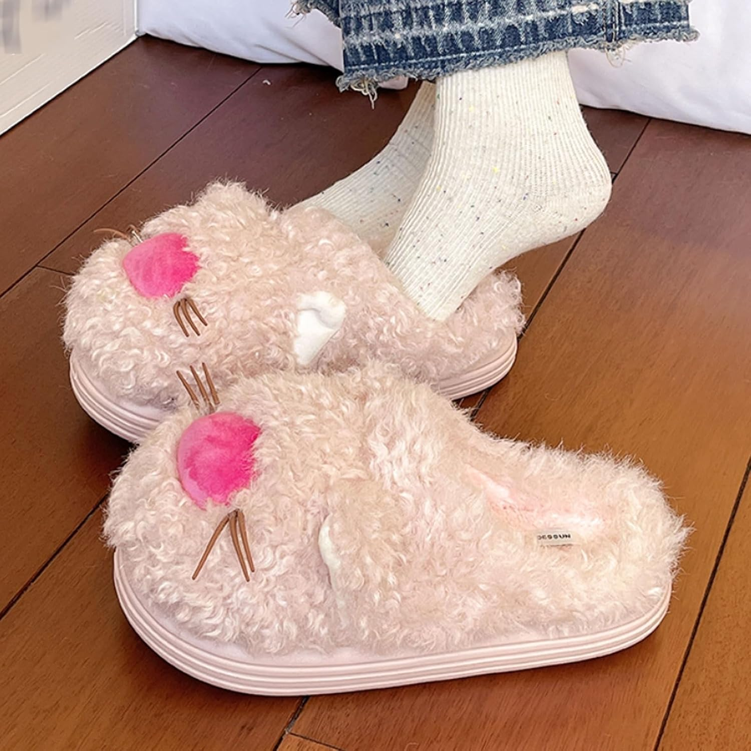 Women'S Cute Fuzzy Cat Slippers Comfy Plush Warm Fun Plush Home Shoes Fluffy Faux Fur Kawaii Cartoon Animal House Slides image number 4