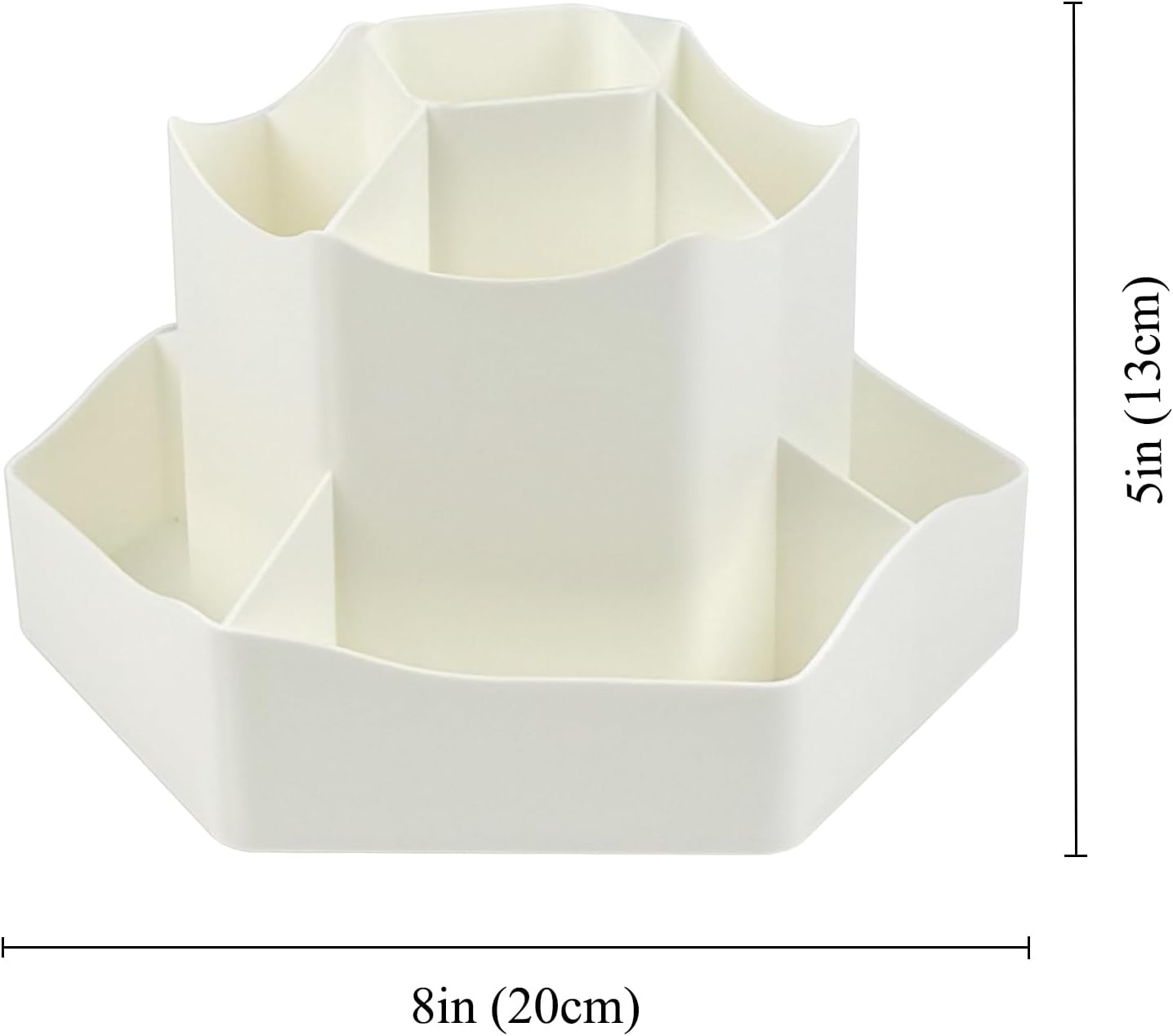 Pencil Pen Holder, 360&deg; Spinning Desk Organizer with 9 Tiered Compartments for Pens, Makeup Brushes, Kitchen Utensils & Crafts, Sturdy Lazy Susan Design -White image number 5